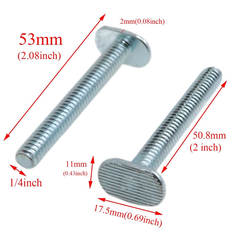 yukata 1/4"-20 T Track Bolts T Slot Bolt General Purpose t Slot Hardware T-Track 2 Inch Long T-Slot Bolt T-Track Fittings for Woodworking Fixtures and Fixing Devices 12PCS - Image 4